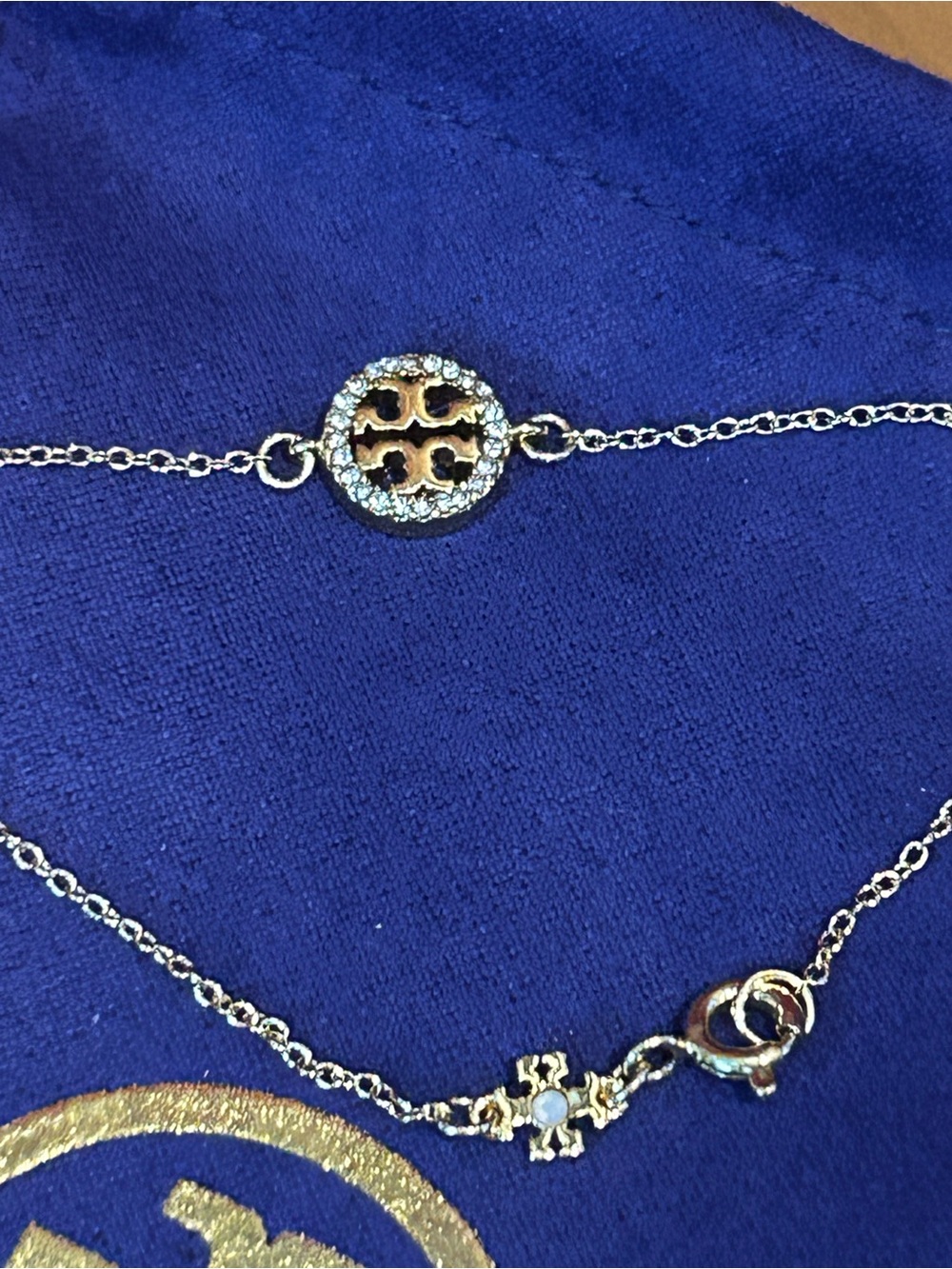 Tory Burch Gold Pave Logo Bracelet